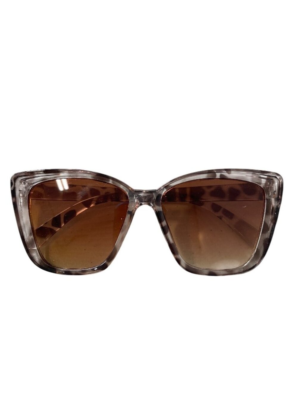 Cat Eye Sunglasses Lightweight Brown Gradient Leopard Print Frame Pink Pouch